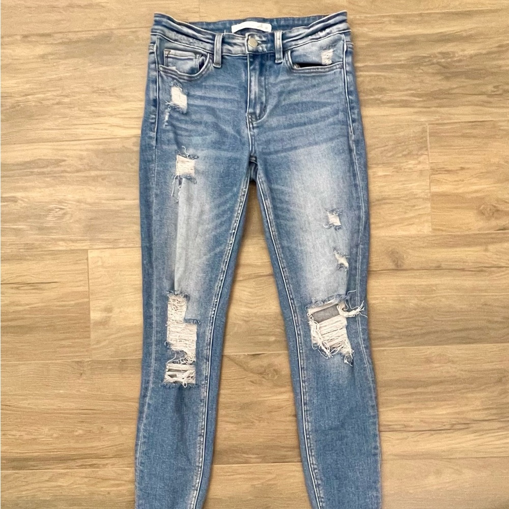 Altar'd State Blue Skinny Distressed Jeans